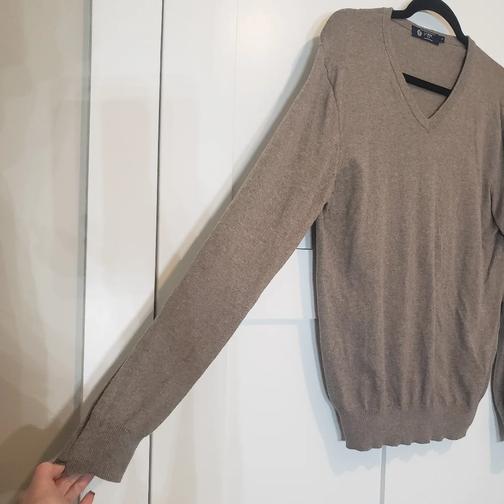J.Crew Factory Cashmere Cotton V Neck Sweater Pullover Size Small Brown